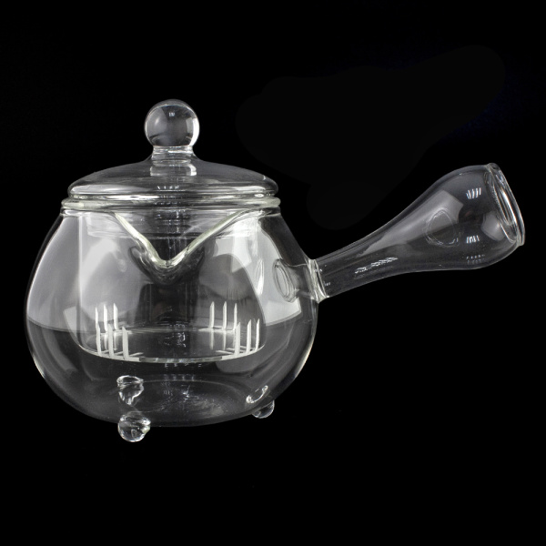 Чайник из стекла с боковой ручкой на ножках, 200мл.